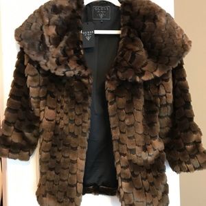 GUESS cropped faux fur jacket
